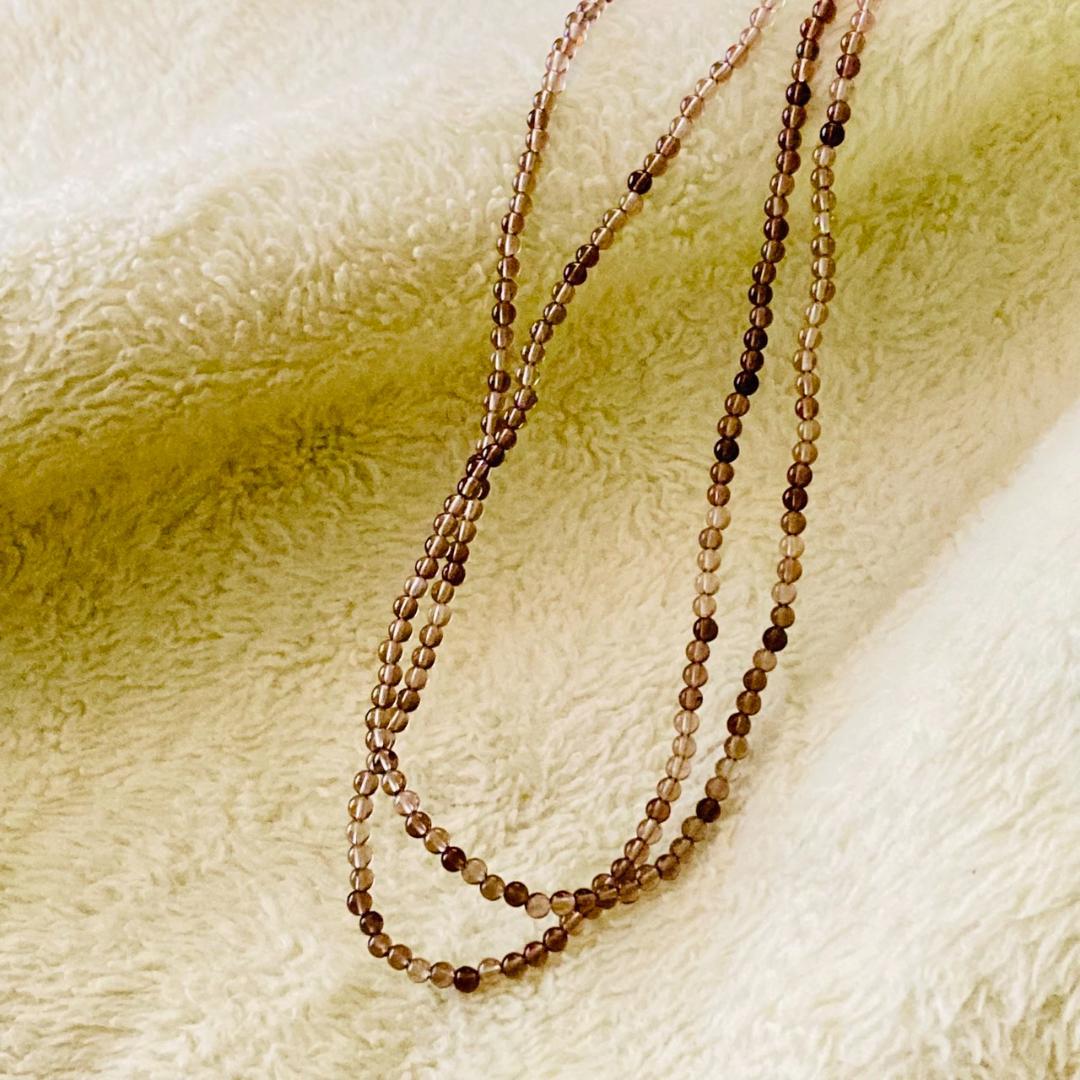【いろいろアレンジ】スモーキークォーツの天然石ロングネックレス