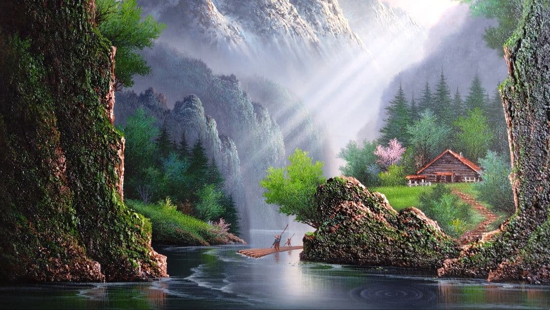 人見友紀　伝説の逃亡画家　油彩画　油絵　20号　ラリサ川