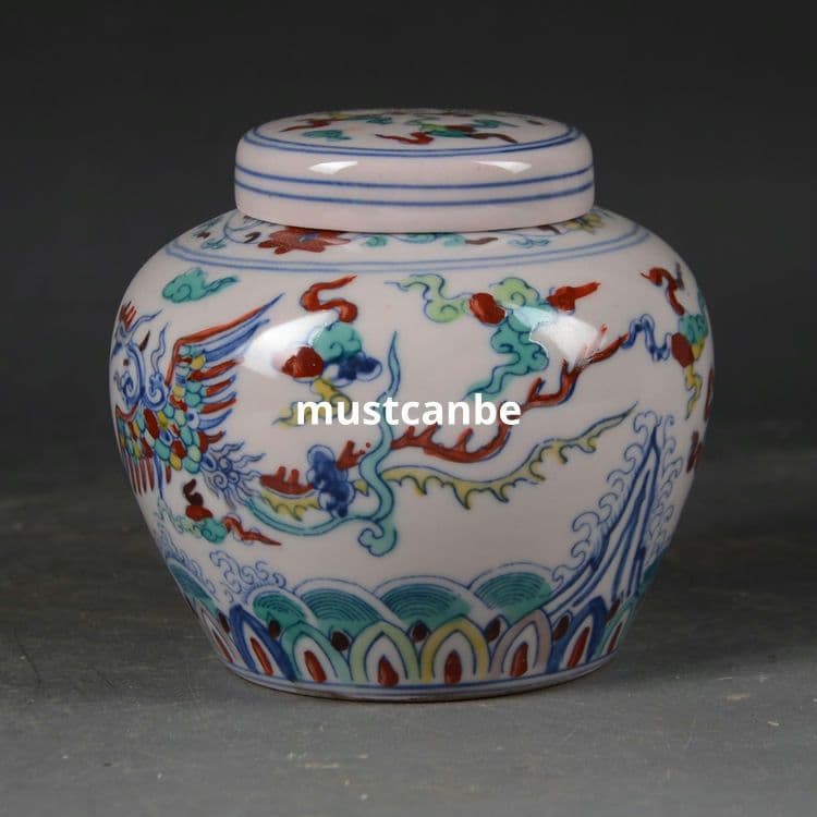 斗彩龍鳳紋紅胎天字壺茶壺 景徳鎮 陶磁器 装飾品 現代工芸品 美術品 置物