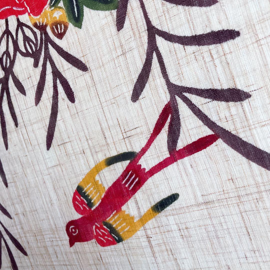 琉球紅型 びんがた 額入り 花籠と燕 沖縄 染物 インテリア