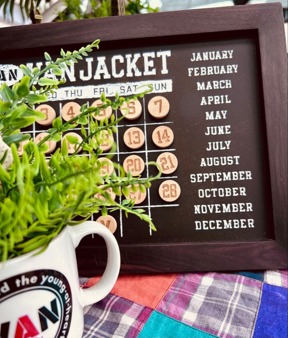 VAN JACKETアンティーク風、マグネット万年カレンダー磁石で並べ替える貴重