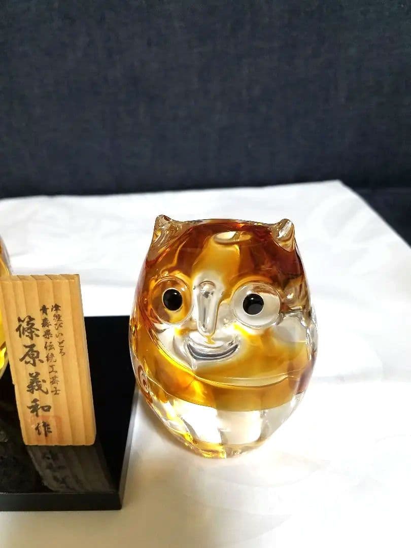 津軽びいどろ、フクロウ、3個セット☆