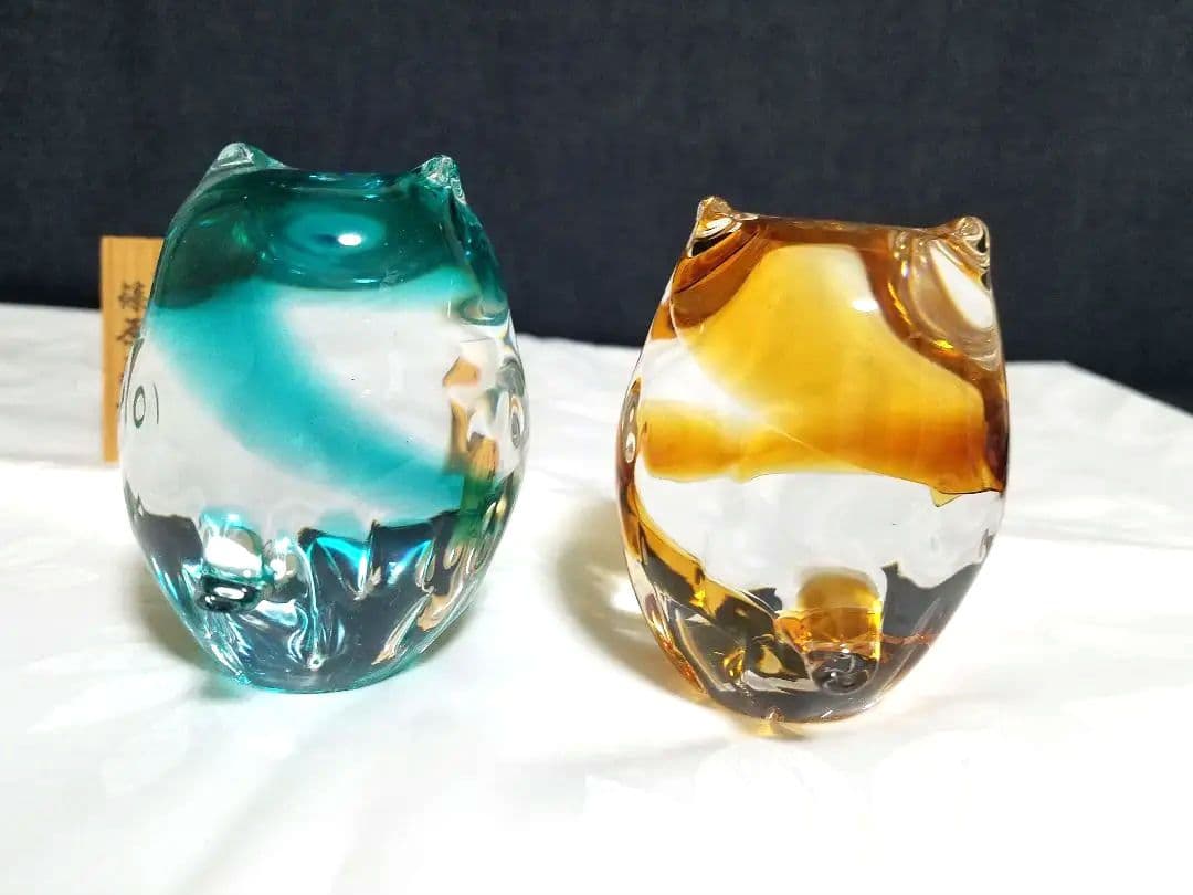 津軽びいどろ、フクロウ、3個セット☆