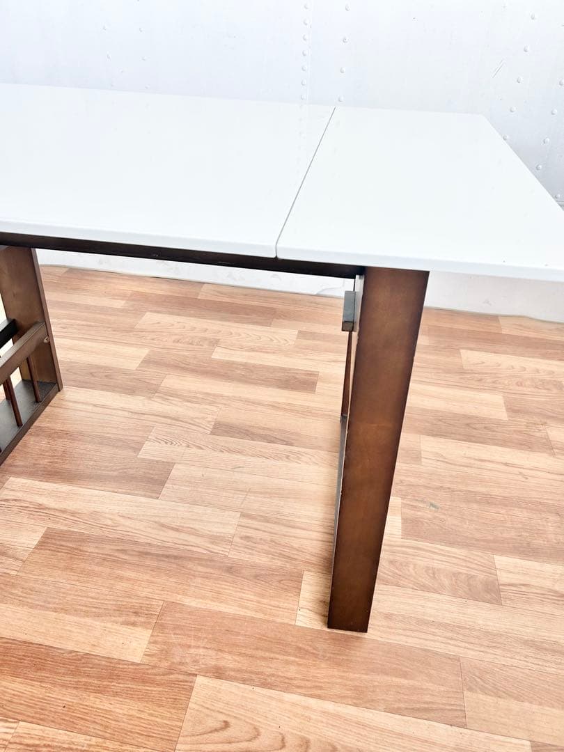 K.ダイニングテーブル　机　折りたたみ　白　ホワイト　黒