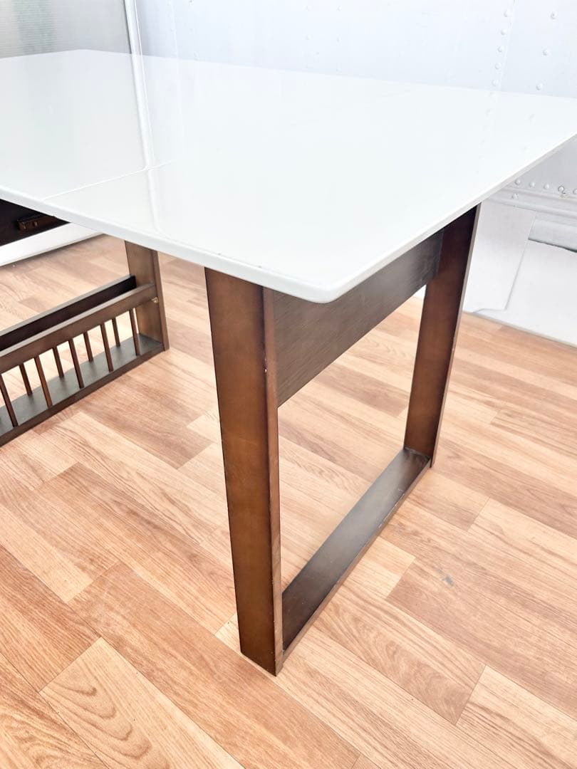 K.ダイニングテーブル　机　折りたたみ　白　ホワイト　黒