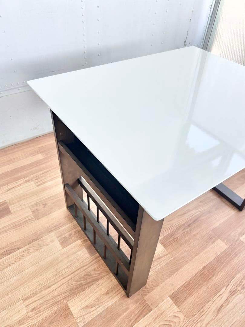 K.ダイニングテーブル　机　折りたたみ　白　ホワイト　黒