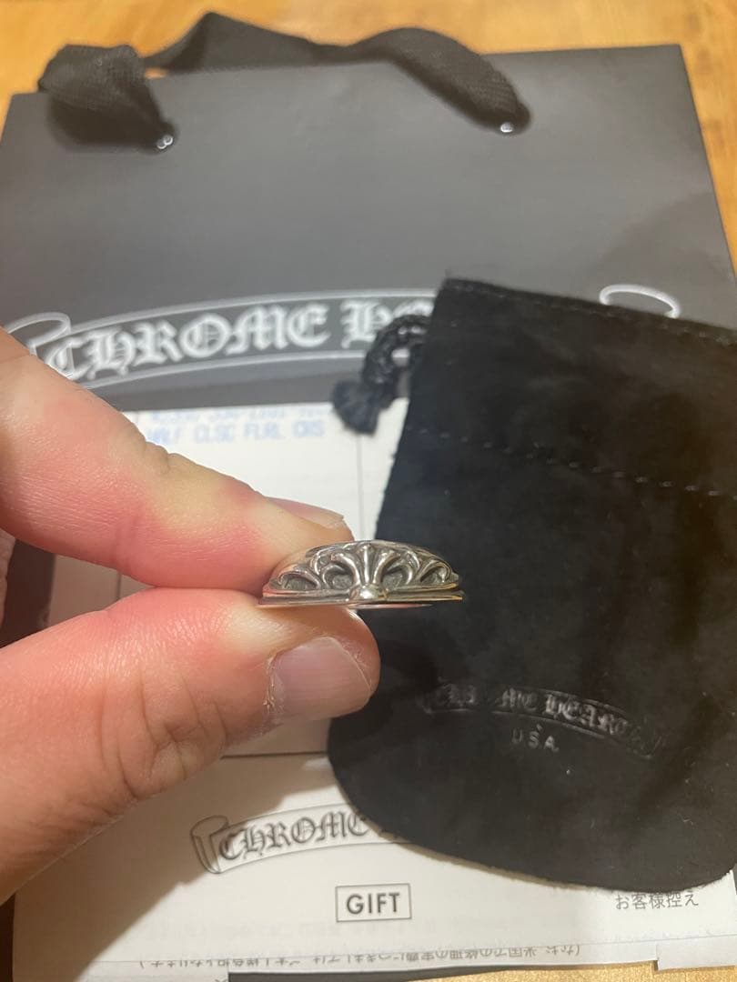 クロムハーツ　ハーフ　クラシック　フローラルクロスリング　14号　シルバー