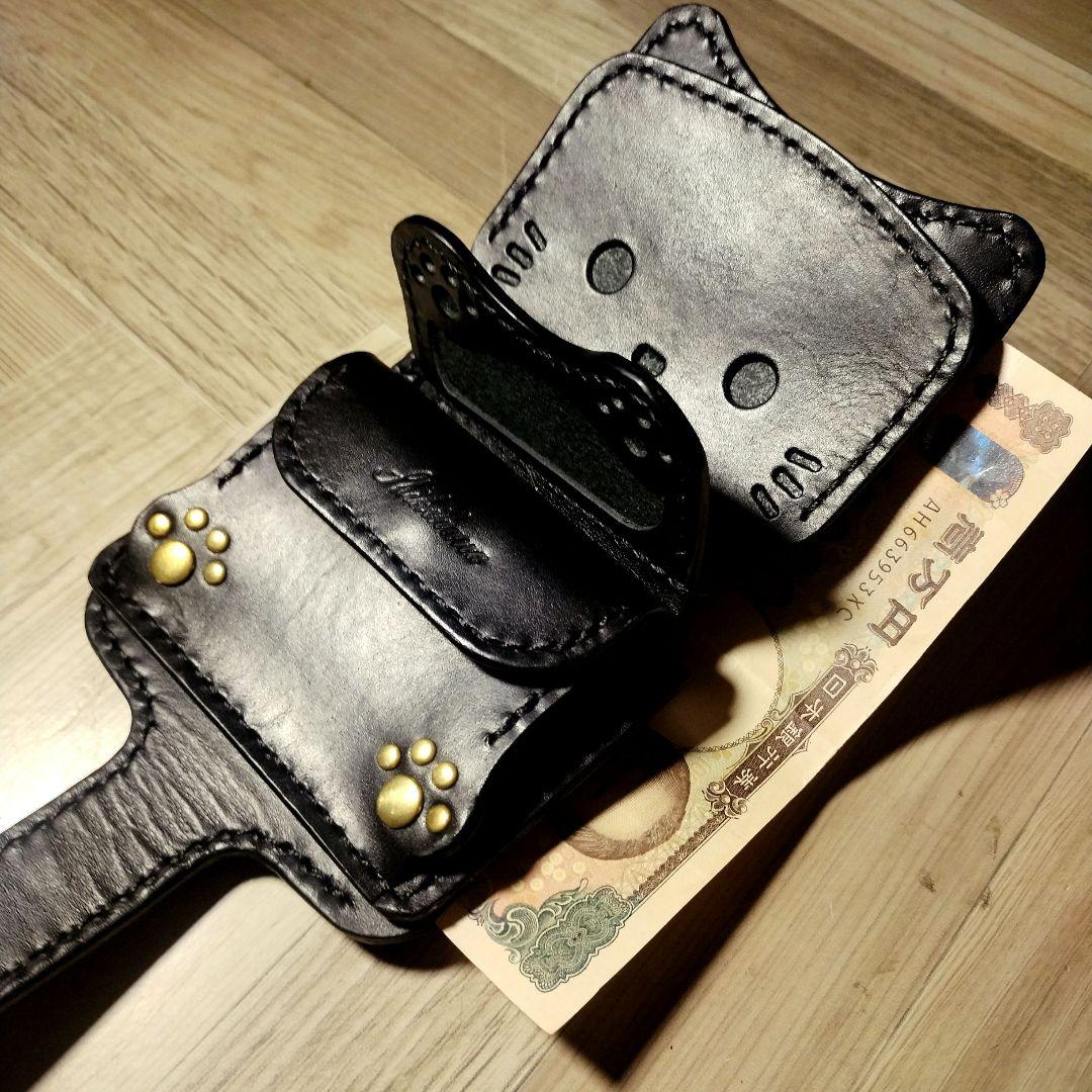 【ハンドメイド】猫のバイカーズウォレット　財布