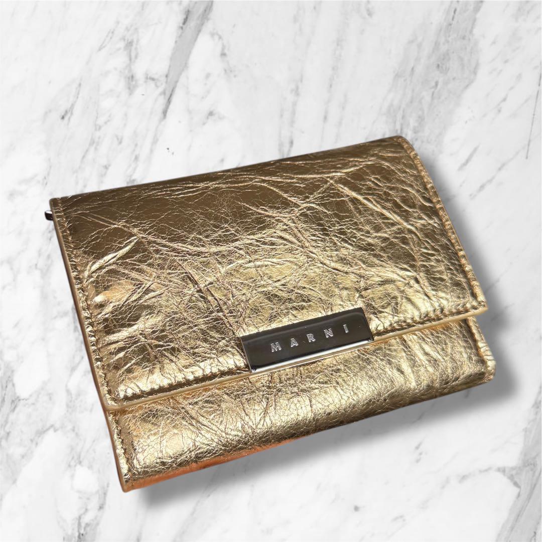 MARNI マルニ　Prisma Wallet　ゴールド　プリズマ　財布 ミニ