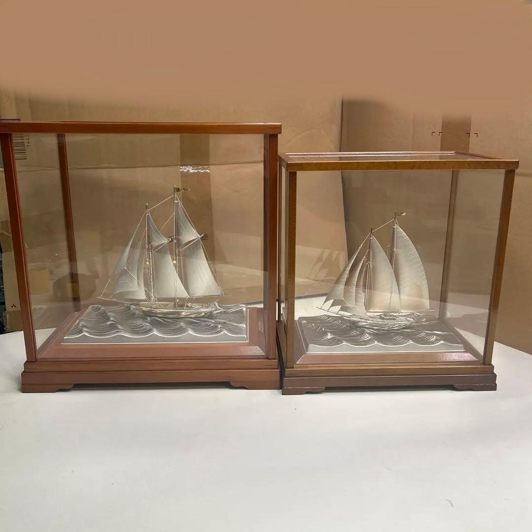 5795関武比古作 銀細工 ヨット 帆船 2隻 TAKEHIKO SILVER