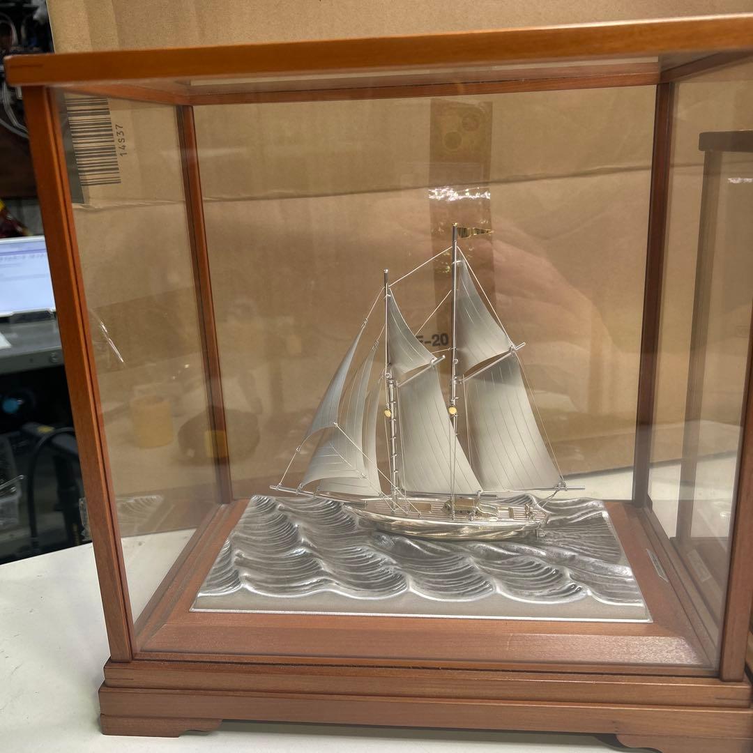5795関武比古作 銀細工 ヨット 帆船 2隻 TAKEHIKO SILVER