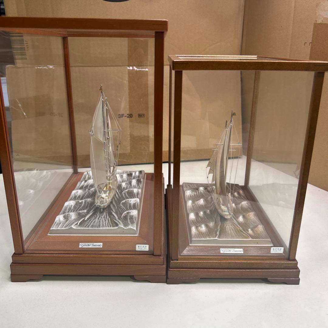 5795関武比古作 銀細工 ヨット 帆船 2隻 TAKEHIKO SILVER