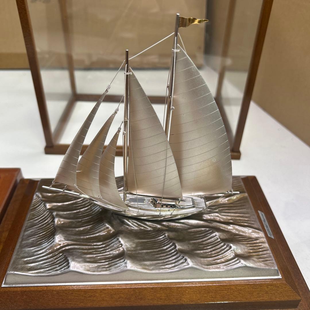 5795関武比古作 銀細工 ヨット 帆船 2隻 TAKEHIKO SILVER