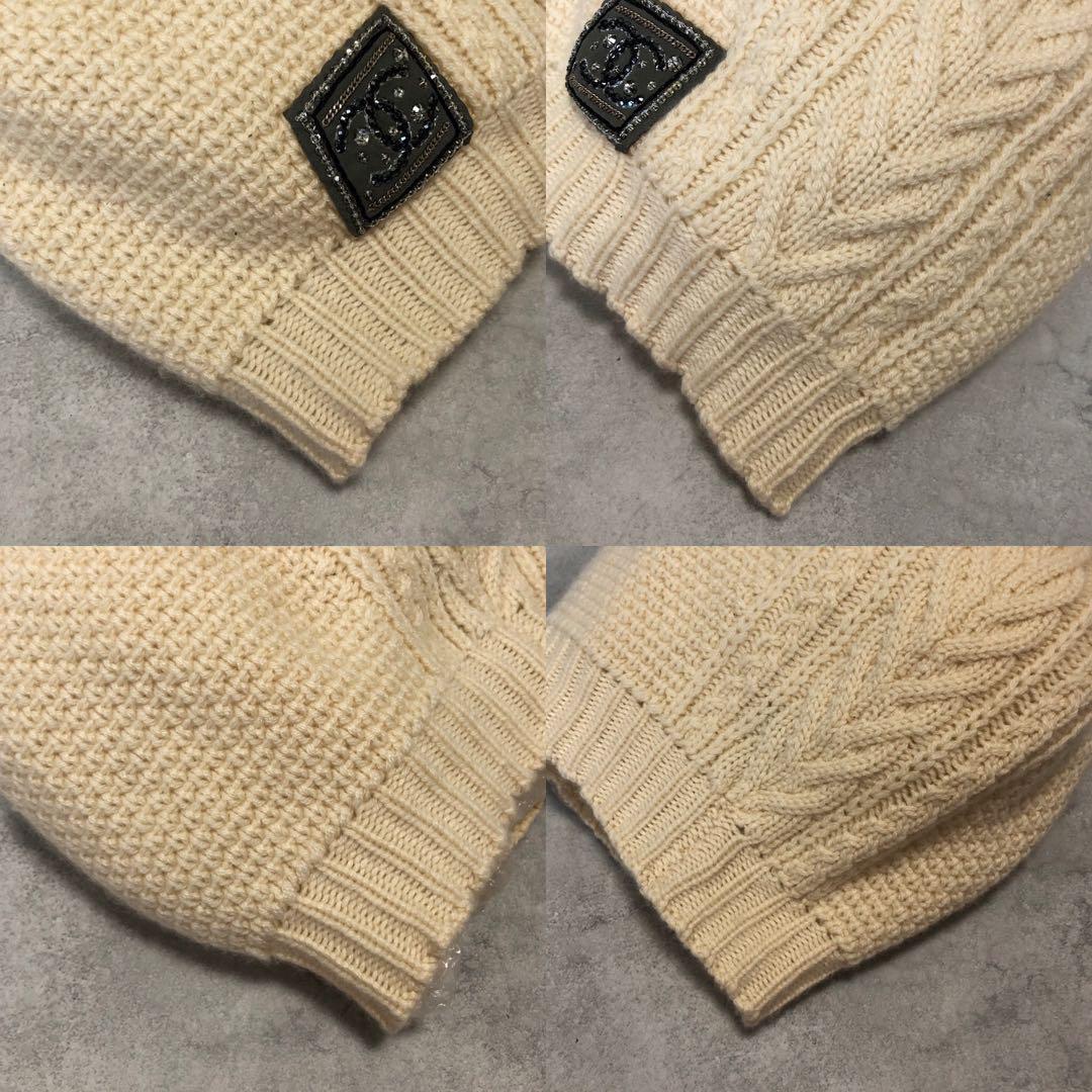 美品✨シャネル カシミヤ100％ ニットキャップ ココマーク ラインストーン付き