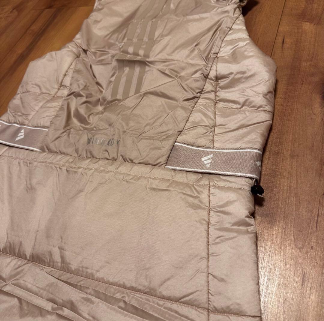 ベスト　ワンピース　ウエスト絞れます　秋冬　中綿　ジャケット　ベージュ　サイズL