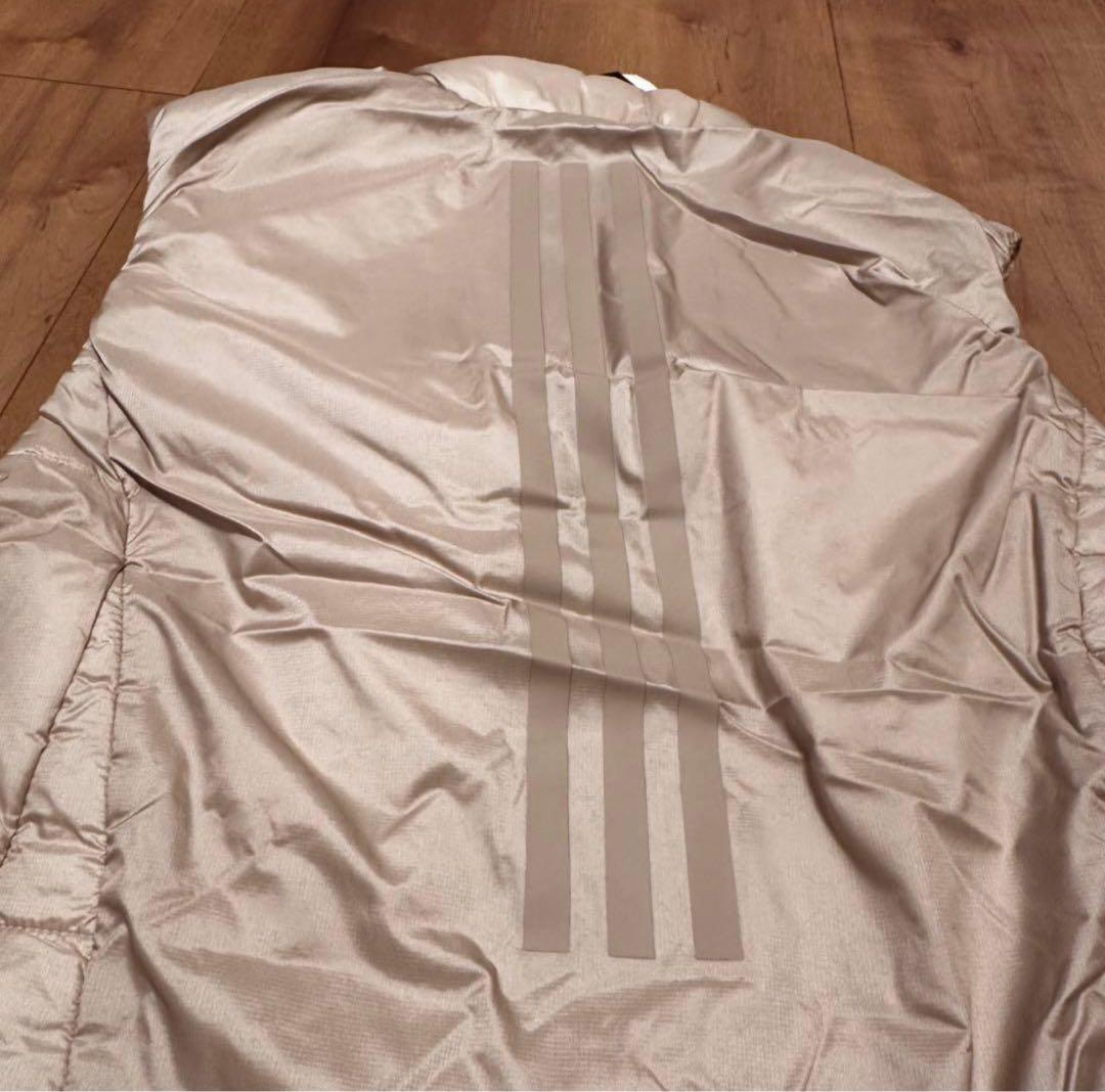 ベスト　ワンピース　ウエスト絞れます　秋冬　中綿　ジャケット　ベージュ　サイズL