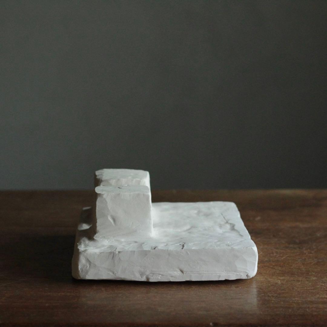石塑粘土 立体作品 ２つの建物 現代美術 sculpture