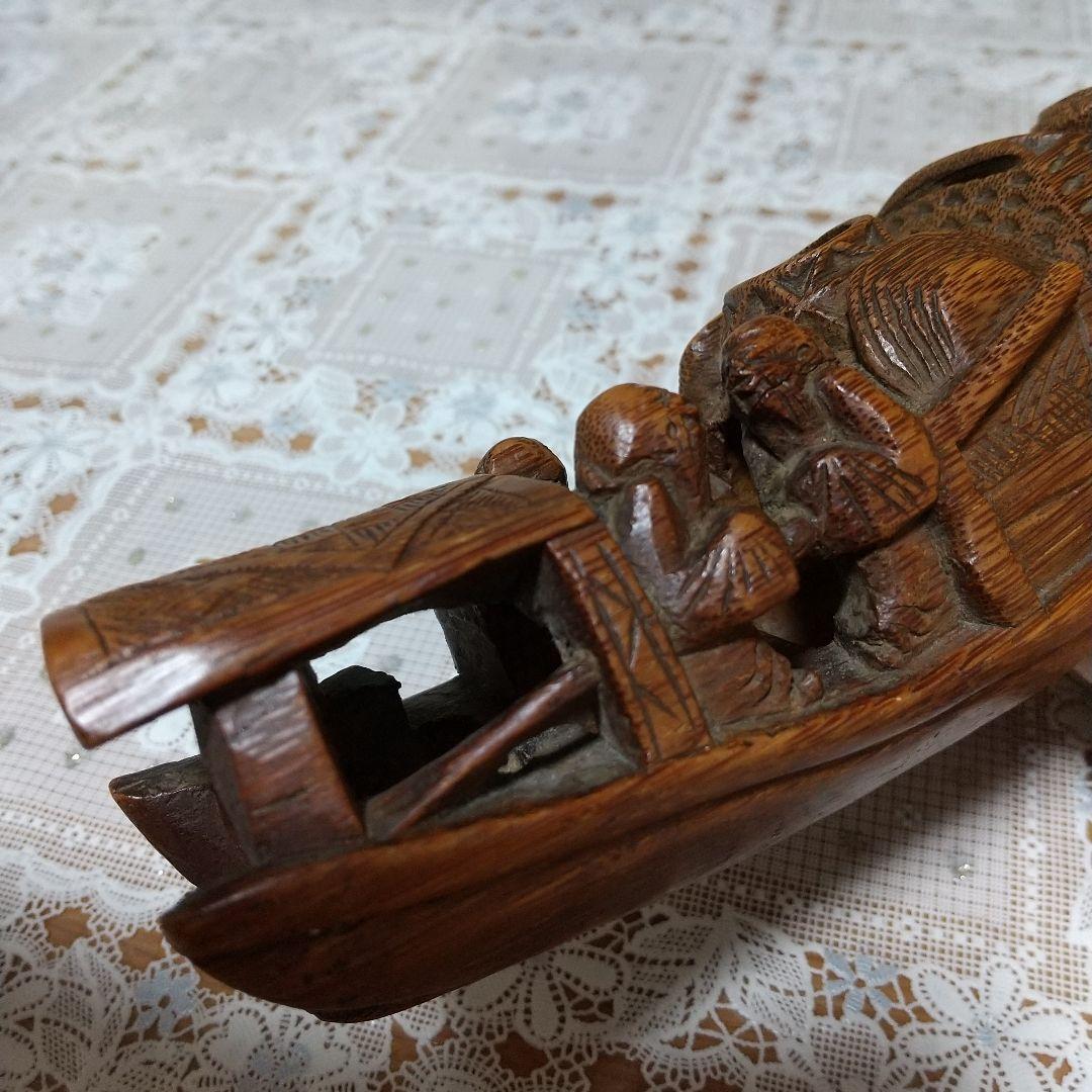 煎茶道具　アンティーク　布巾入れ　木彫り