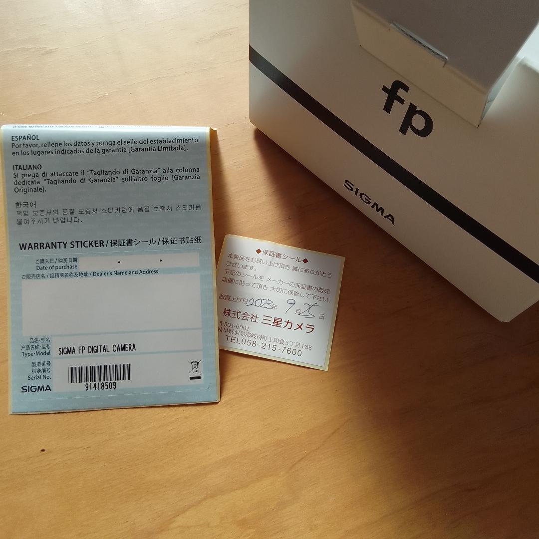 【SIGMA fp】【極美品】 ミラーレス一眼レフ　フルフレーム　フルサイズ