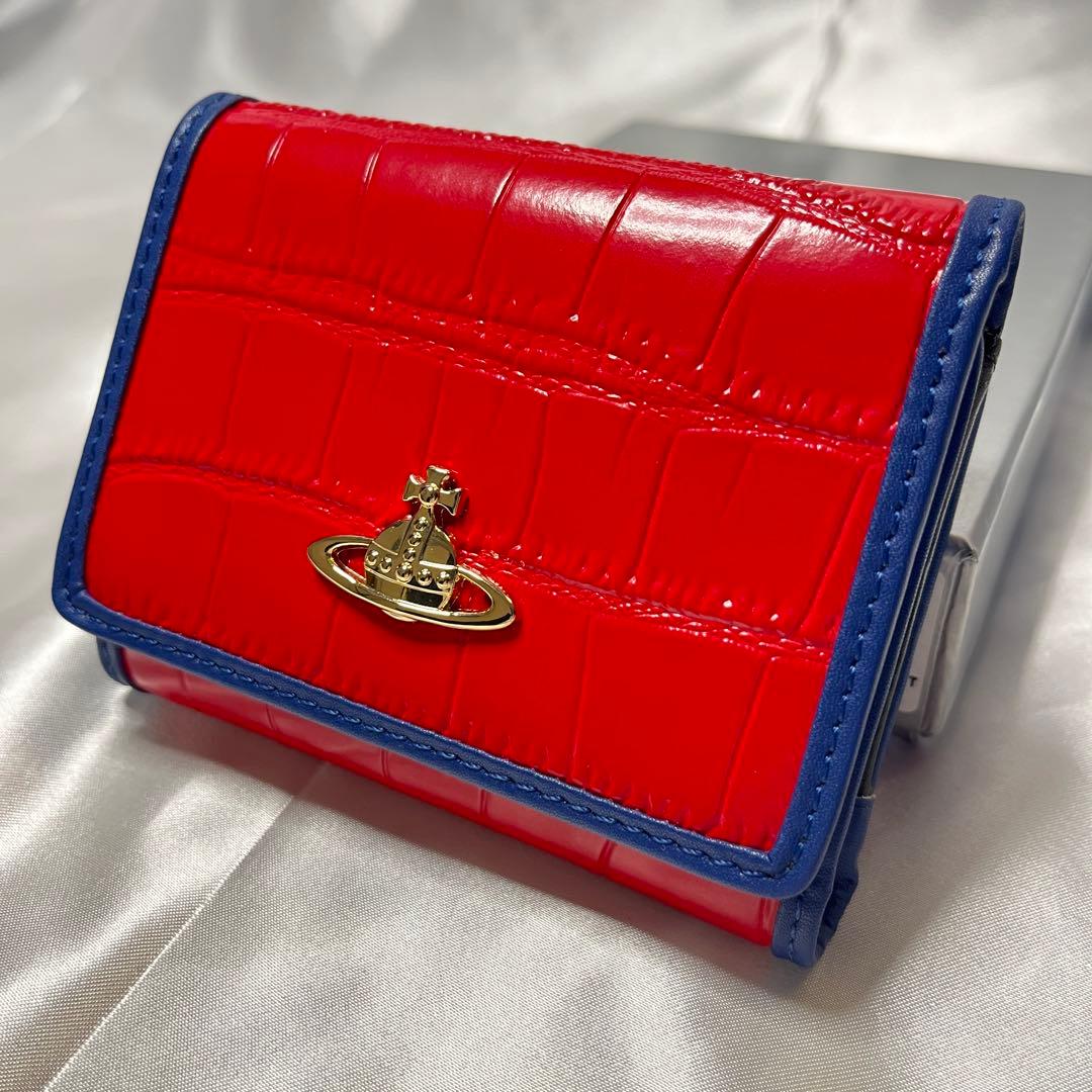 新品 Vivienne Westwood レッド青ライン 三つ折り財布