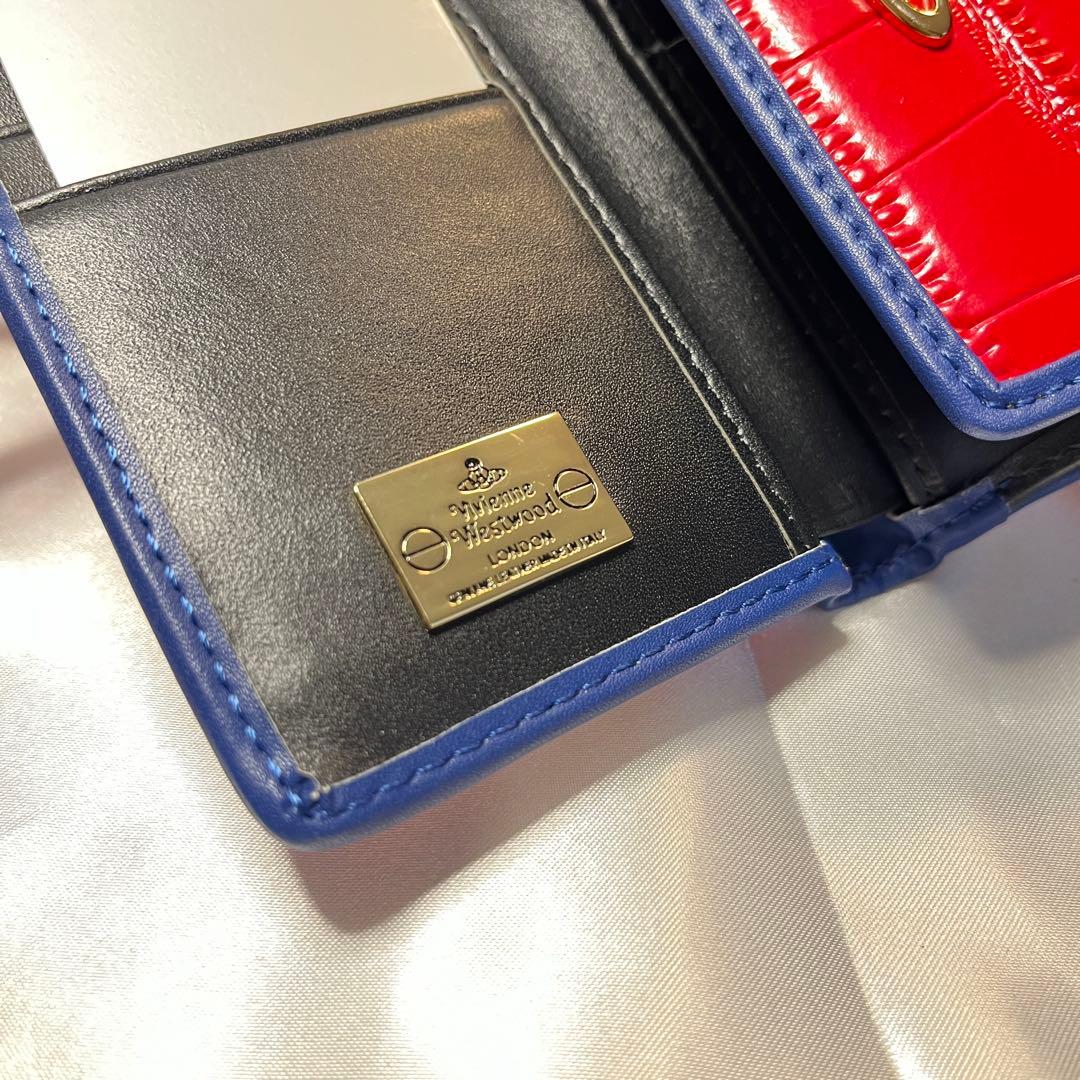 新品 Vivienne Westwood レッド青ライン 三つ折り財布