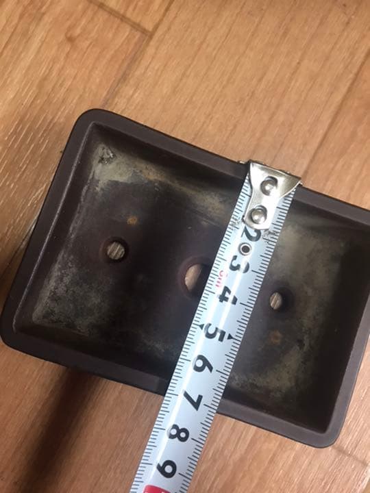 盆栽鉢　時代ミニ盆栽鉢紫泥和鉢支那鉢不明落款有り長方鉢胴帯盆栽鉢