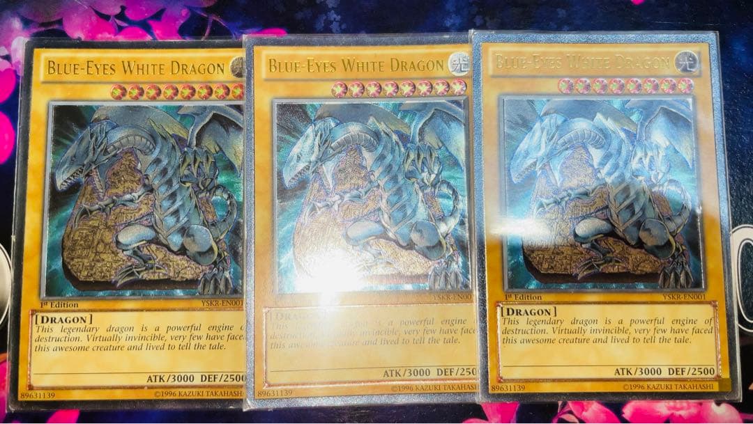 遊戯王 英語版 EU版 青眼の白龍 レリーフ 3枚