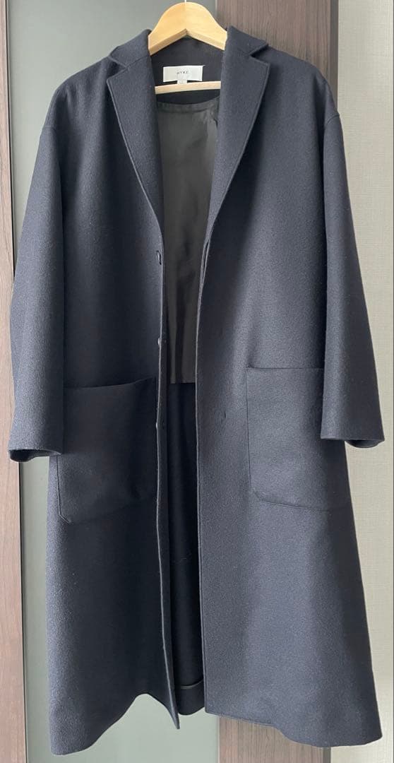 HYKE ウール ショップコート　ブラック