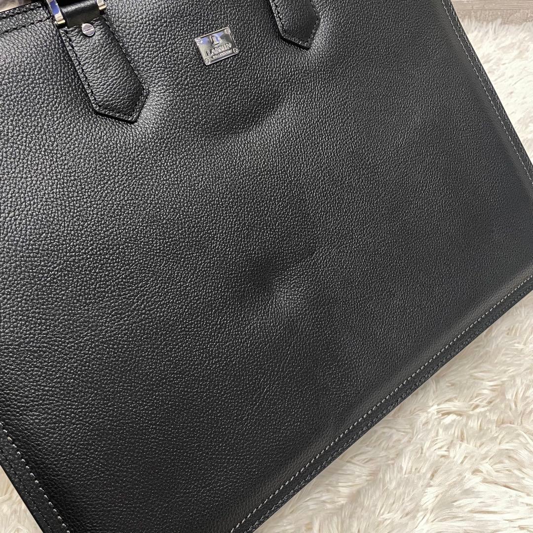 最高級 ランバン 自立型 ブリーフケース ビジネスバッグ A4 レザー メンズ
