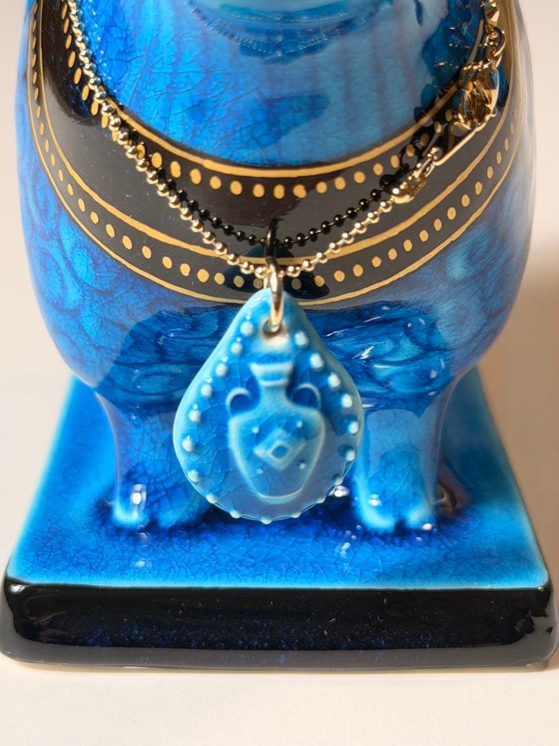 #美濃焼 幸兵衛窯 エジプト神 九栄神　クヌム　羊 青釉 オーナメント　S-1