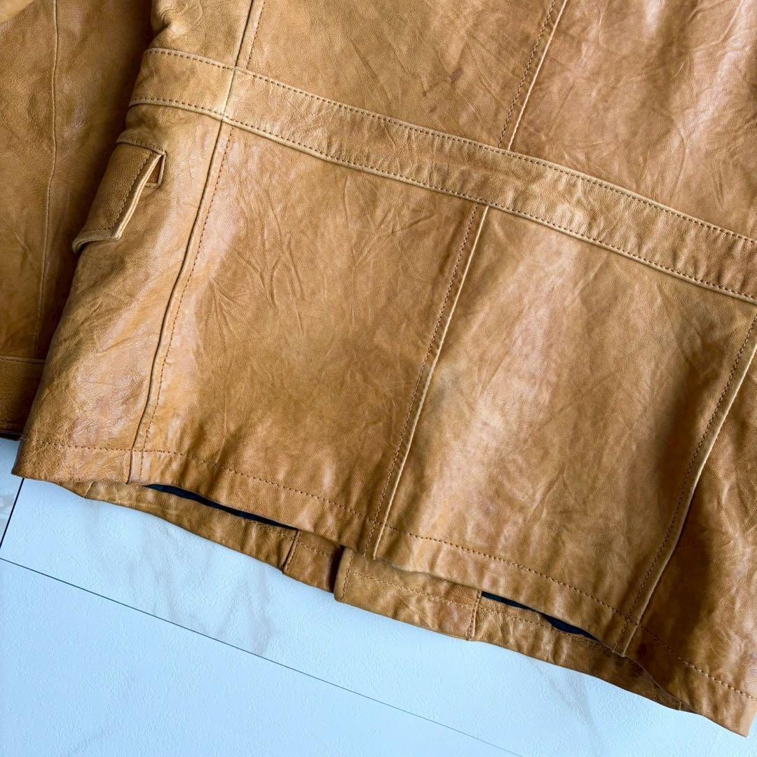 希少◆AVIREX ラムレザー 羊革 シングル ライダース ジャケット S