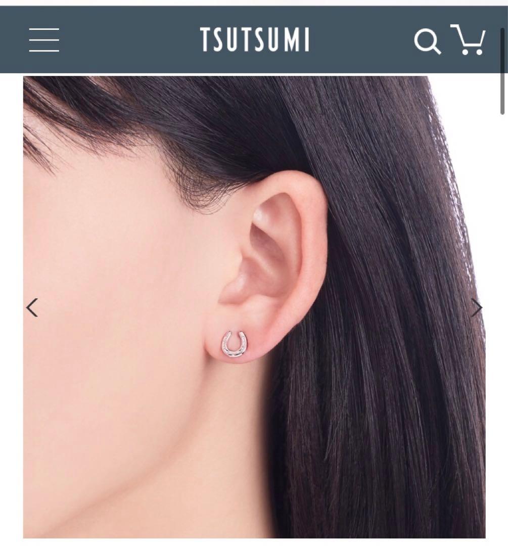 ツツミ ホースシューモチーフ　プラチナピアス新品