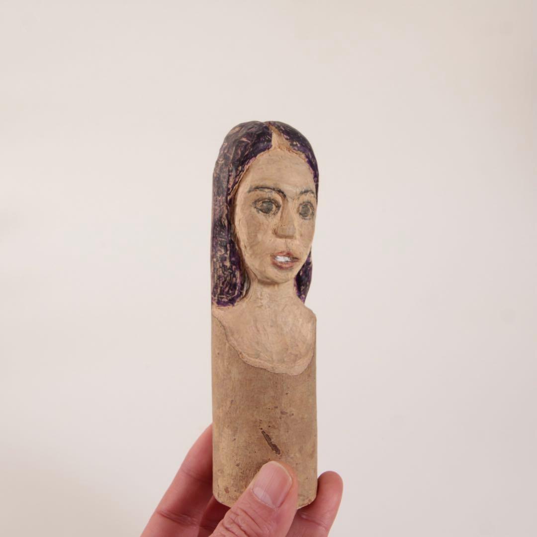 不思議な 木彫 人物像 No.3 古道具 アンティーク オブジェ