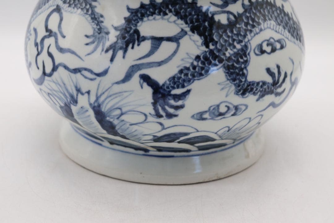 中国　染付　龍紋唾壺　送料込み250116