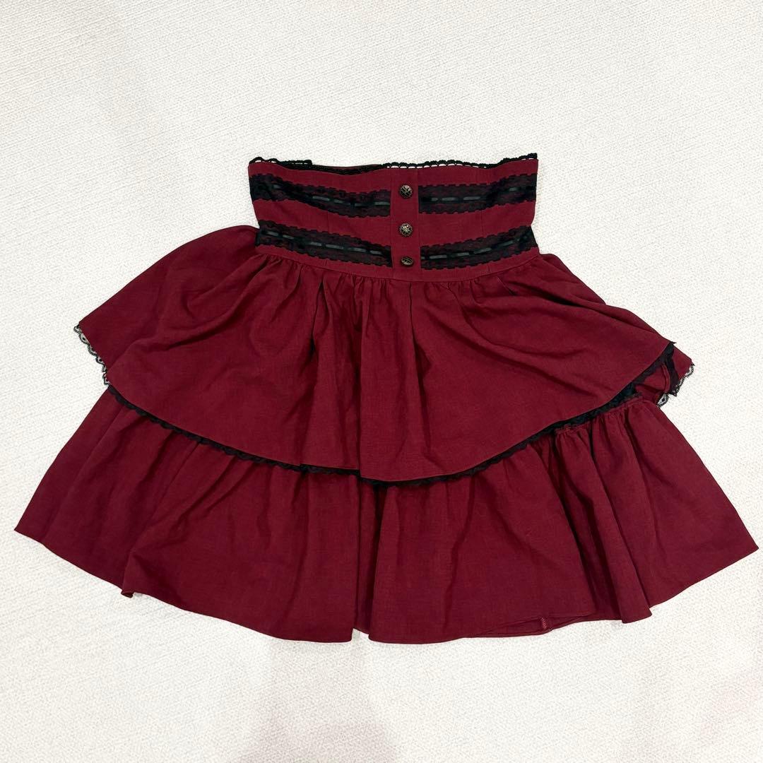 MIHO MATSUDA 2段 フリル フレアスカート ロリータ ゴスロリ 赤