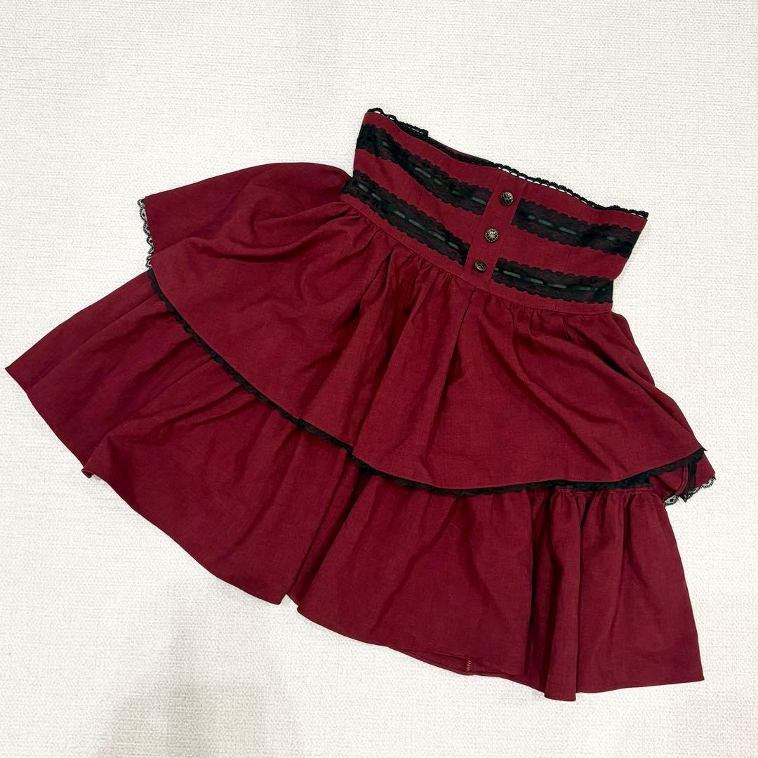 MIHO MATSUDA 2段 フリル フレアスカート ロリータ ゴスロリ 赤