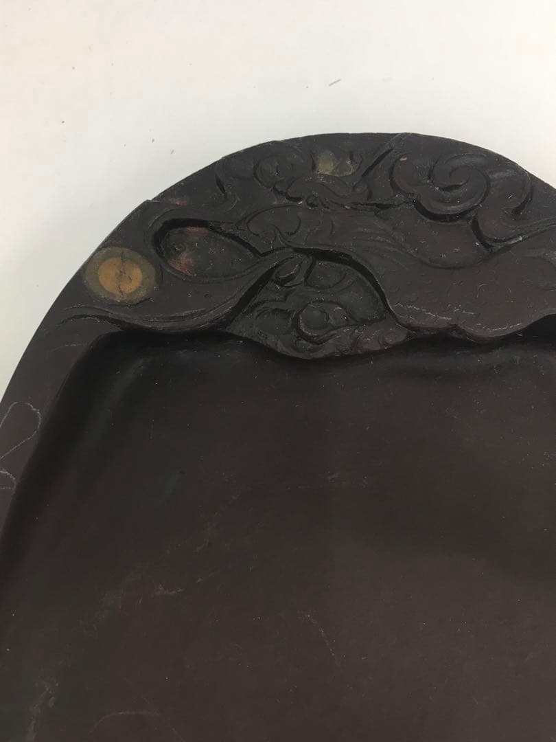 端州名硯　木製　彫刻　硯　サイズ15×11×1.6 TO.836