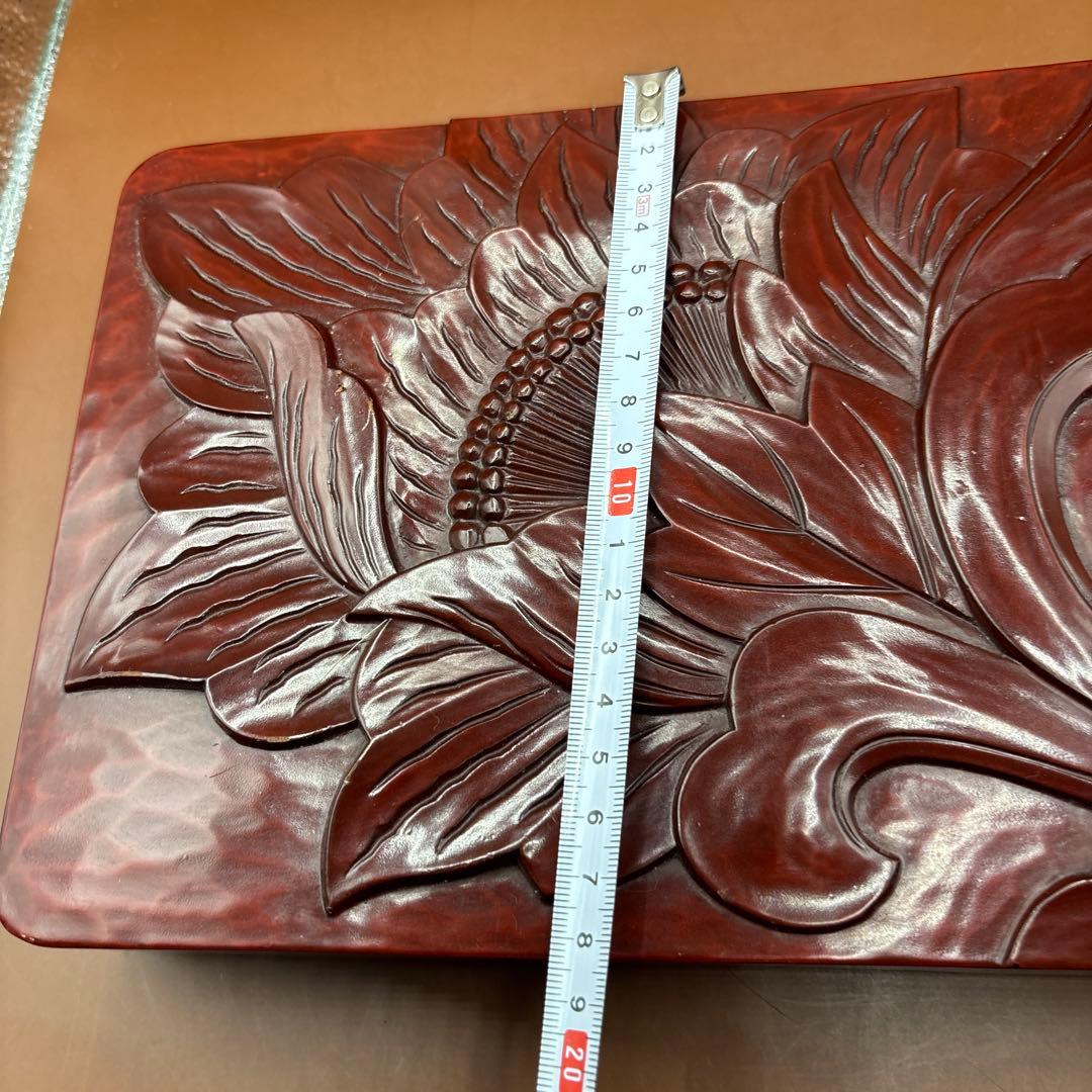 鎌倉彫　文庫箱　織り機の杼(ひ)で作った針山セット