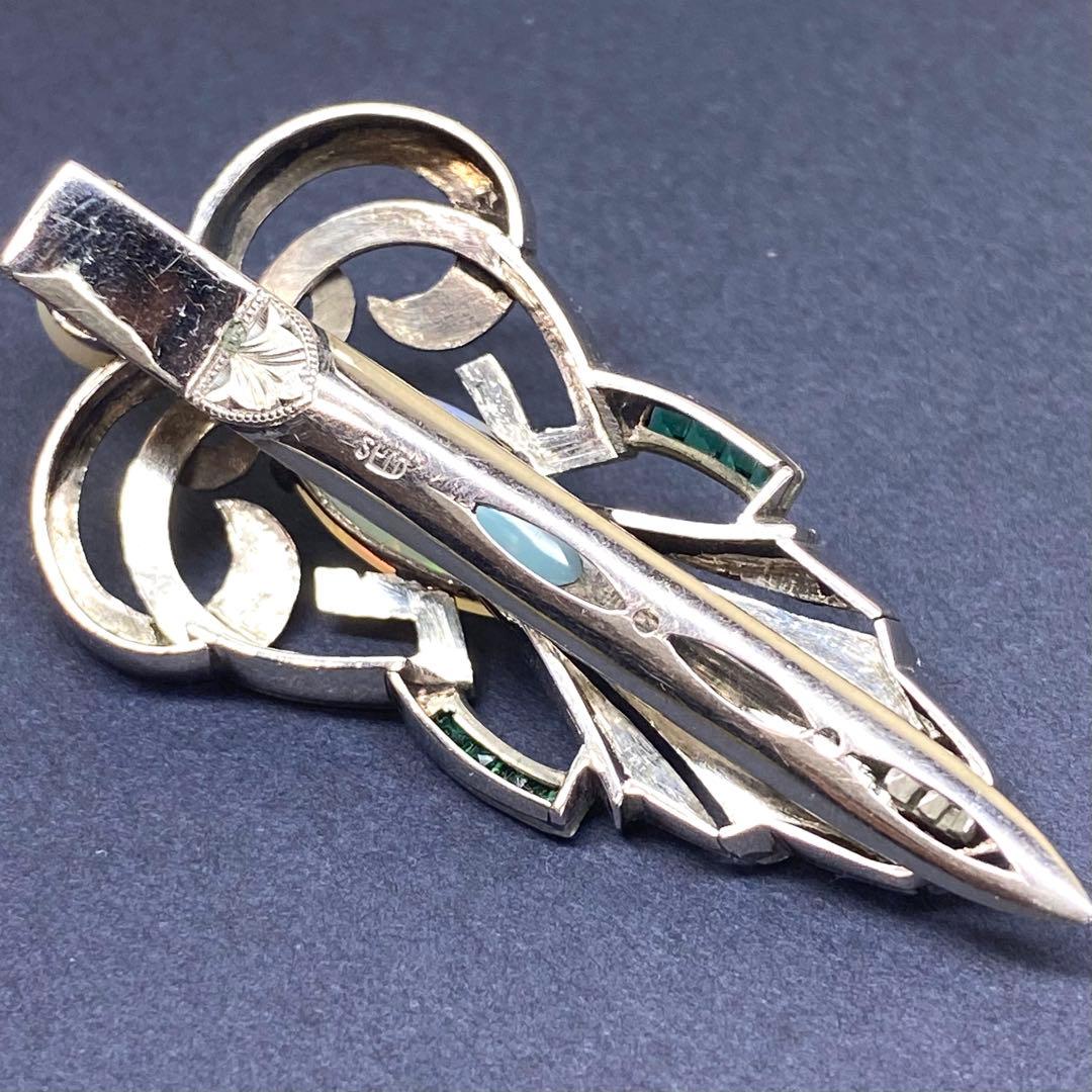 ヴィンテージ☆SPM☆絶品オパールと手彫りの素敵なブローチ☆おまけリング☆戦前