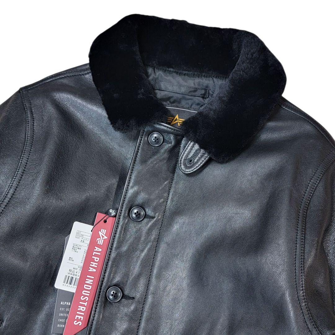 新品 定価11万 アルファ ALPHA レザー N-1 デッキジャケット 黒