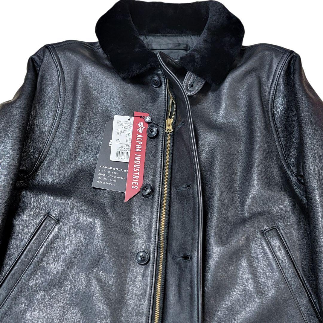 新品 定価11万 アルファ ALPHA レザー N-1 デッキジャケット 黒
