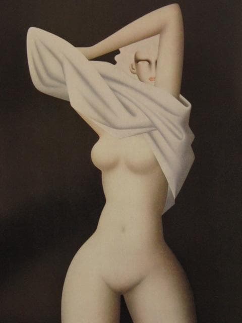 東郷青児、脱衣、希少な大判額装用画集より、新品高級額装付、状態良好