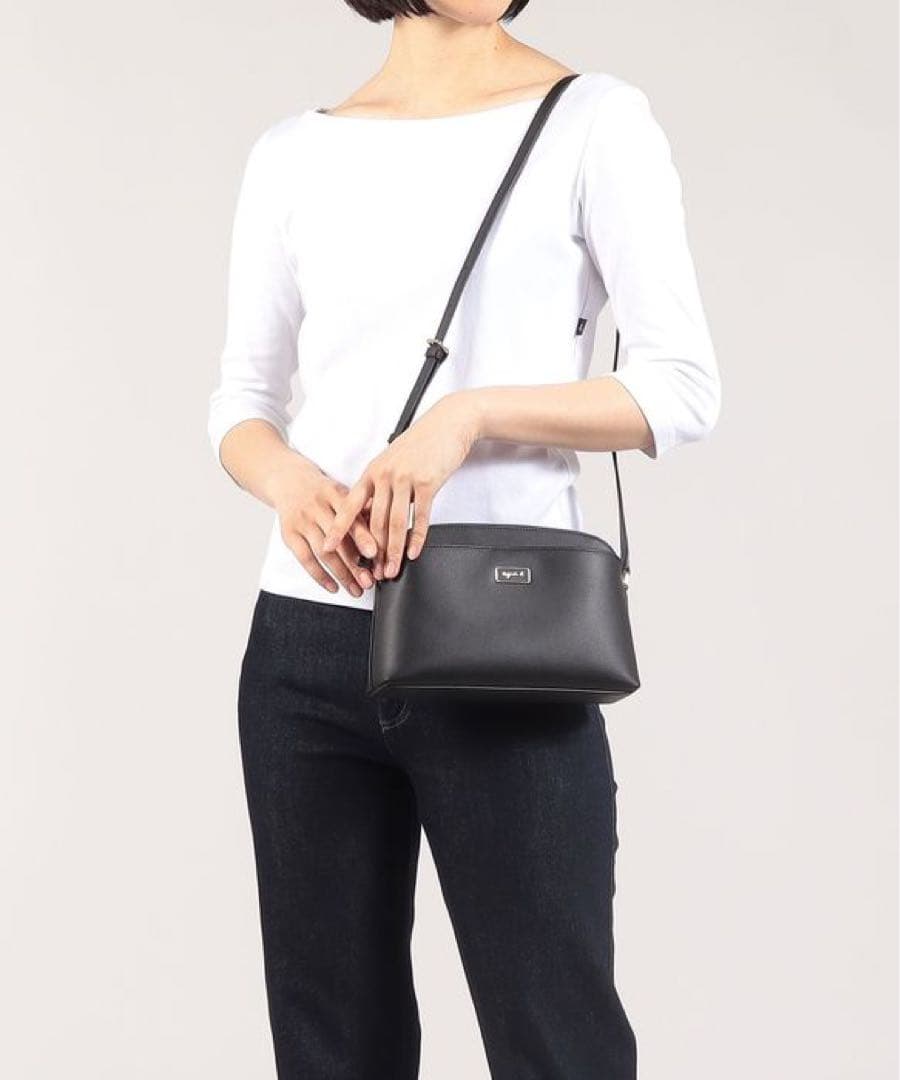 極美品 agnes b アニエスベー QAS02Z－03 ショルダー バッグ 黒