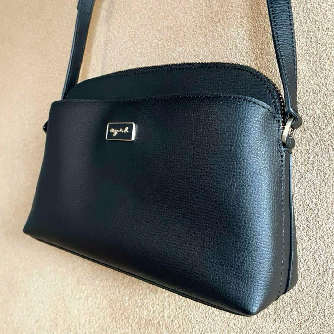 極美品 agnes b アニエスベー QAS02Z－03 ショルダー バッグ 黒