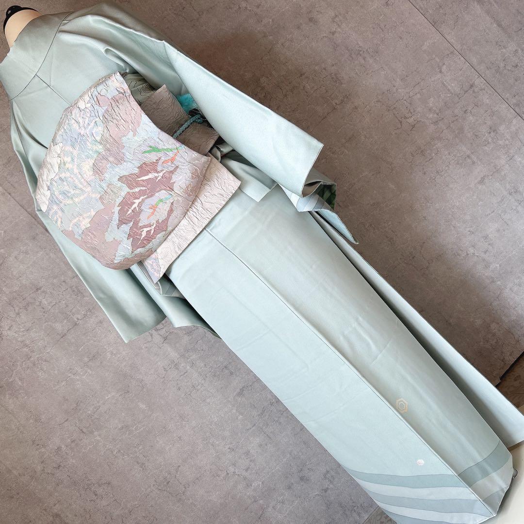 訪問着　フルセット　正絹　付け下げ　着物　海　泡　千地泰弘　作家物　A0