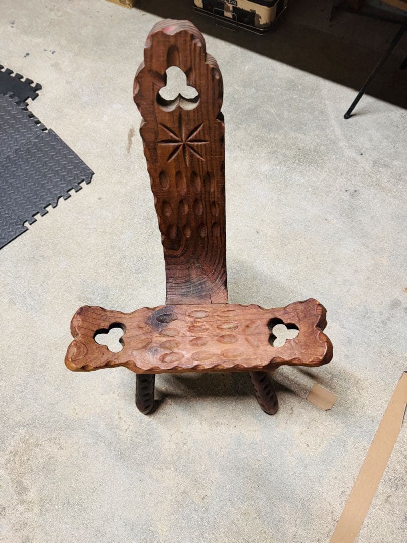 スペイン製 シェファードチェア 木彫り 木製 シェファードスツール 飾り 椅子