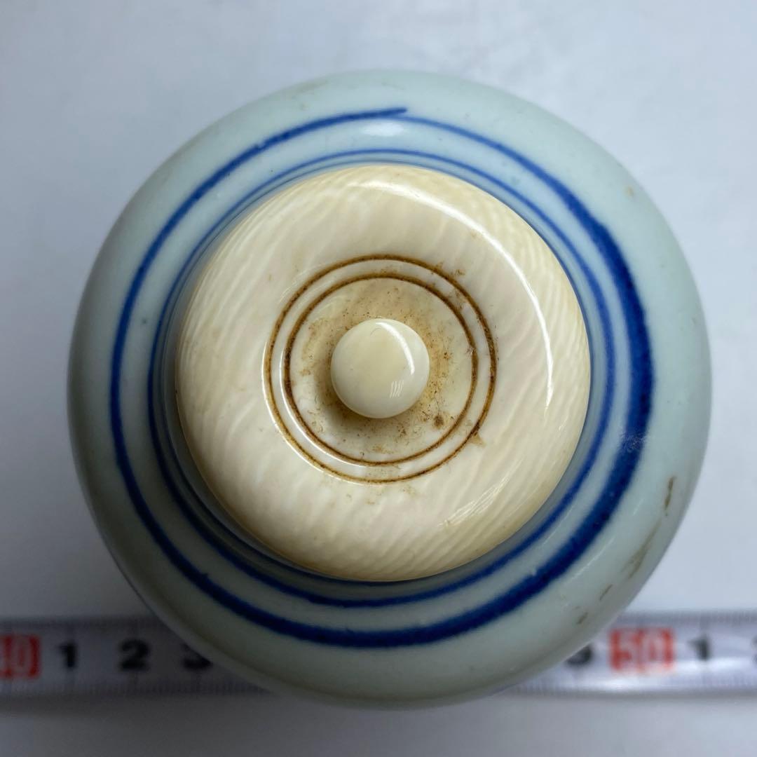 中国明時代 古染付茶入 h9.2cm 東キ8-0121☆2F トヒチ