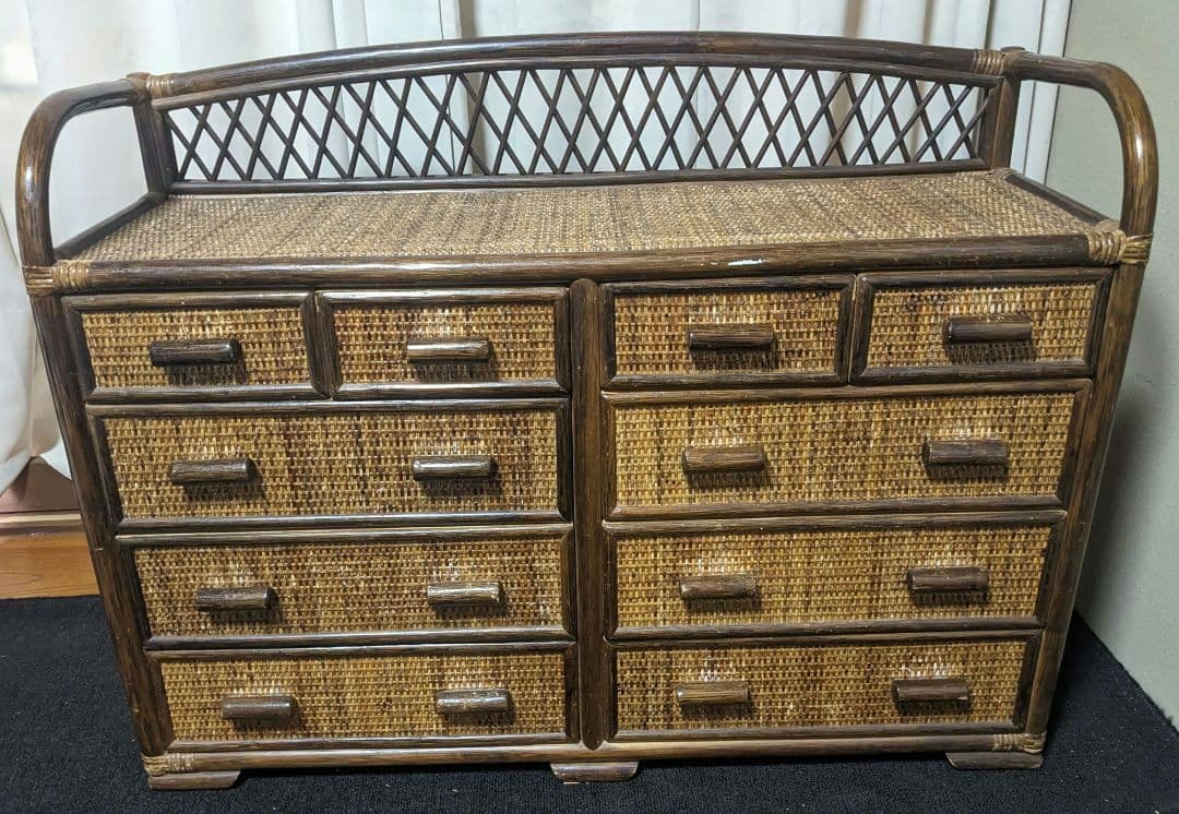 K.F.C★希少 アンティーク 藤製　棚　タンス 収納家具