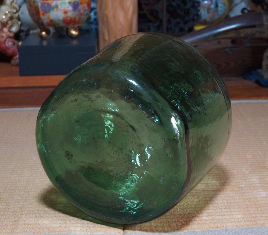 特大デミジョンボトル ガラスビン 古いガラス 美しい気泡と色合いインテリア花瓶