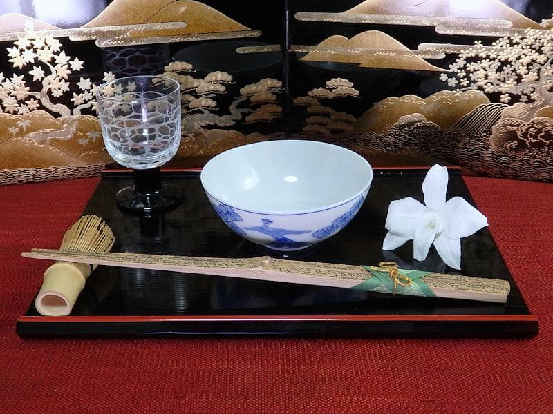 平戸　染付　鳳凰に花菱紋の図　汲み出し　茶碗　E996AS-CYc